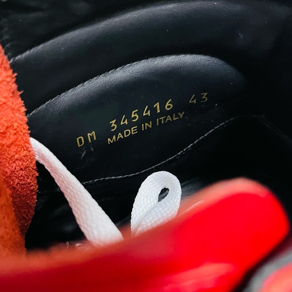 EUC Men Size 10 Saint Laurent SL/10H Contrast-Stripe High Top Sneakers Red/White - Picture 10 of 14